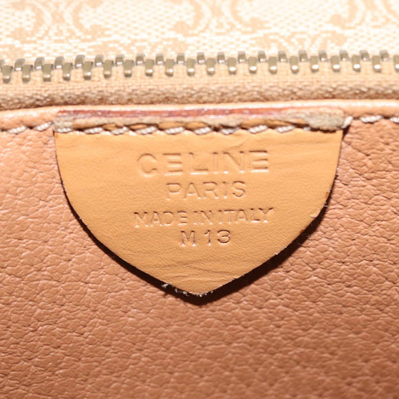 CELINE Macadam Canvas Shoulder Bag PVC Beige Gold Auth ep16403