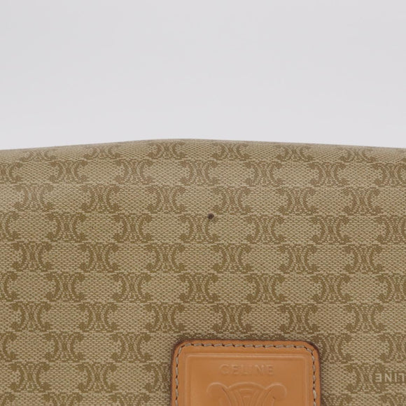 CELINE Macadam Canvas Shoulder Bag PVC Beige Gold Auth ep16403