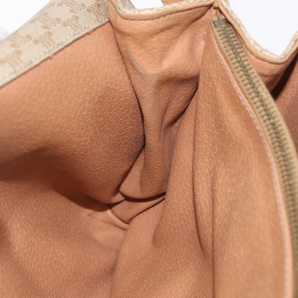 CELINE Macadam Canvas Shoulder Bag PVC Beige Gold Auth ep16403
