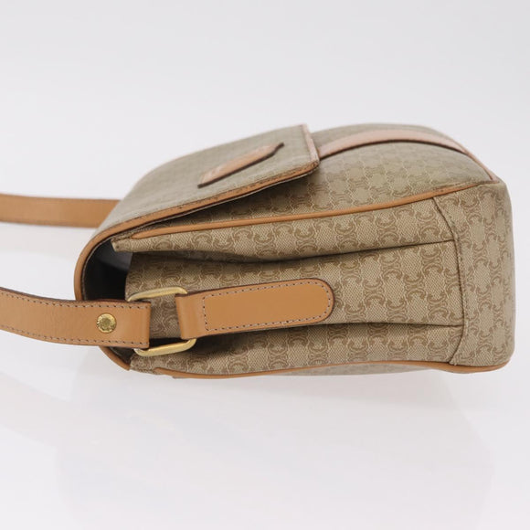 CELINE Macadam Canvas Shoulder Bag PVC Beige Gold Auth ep16403