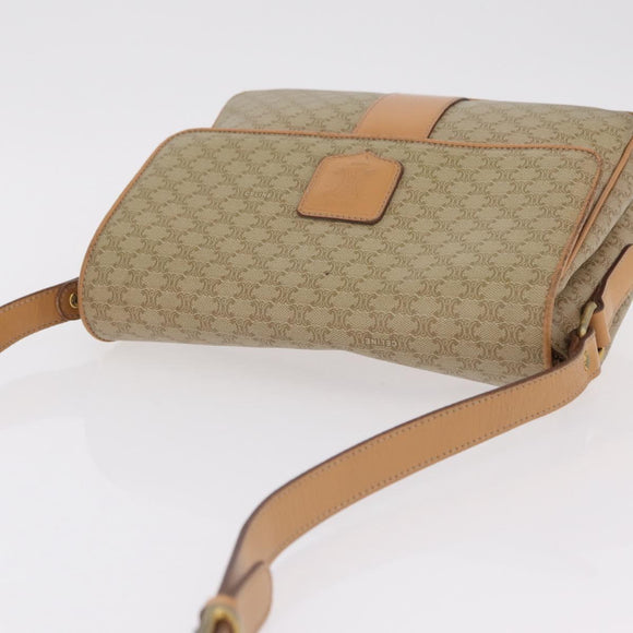 CELINE Macadam Canvas Shoulder Bag PVC Beige Gold Auth ep16403