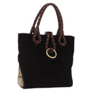 BURBERRY Hand Bag Suede Dark Brown Gold Auth ep16404-1