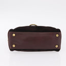 BURBERRY Hand Bag Suede Dark Brown Gold Auth ep16404-10