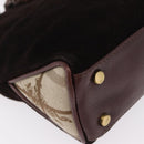 BURBERRY Hand Bag Suede Dark Brown Gold Auth ep16404-11