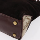 BURBERRY Hand Bag Suede Dark Brown Gold Auth ep16404-12