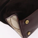 BURBERRY Hand Bag Suede Dark Brown Gold Auth ep16404-13
