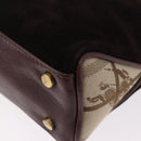 BURBERRY Hand Bag Suede Dark Brown Gold Auth ep16404-14