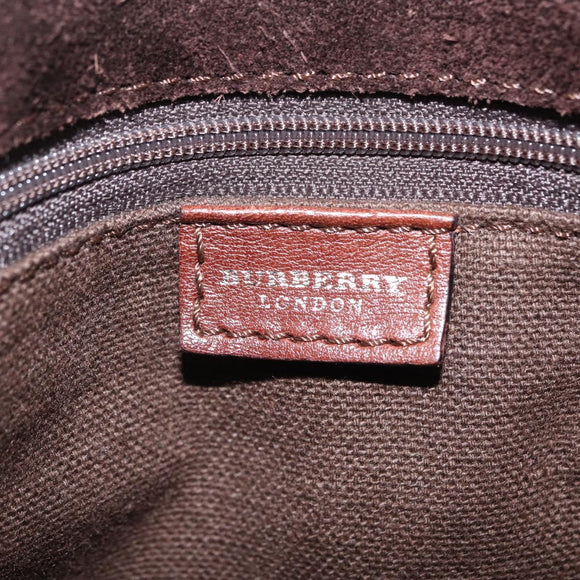 BURBERRY Hand Bag Suede Dark Brown Gold Auth ep16404