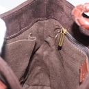 BURBERRY Hand Bag Suede Dark Brown Gold Auth ep16404-19