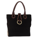 BURBERRY Hand Bag Suede Dark Brown Gold Auth ep16404-2