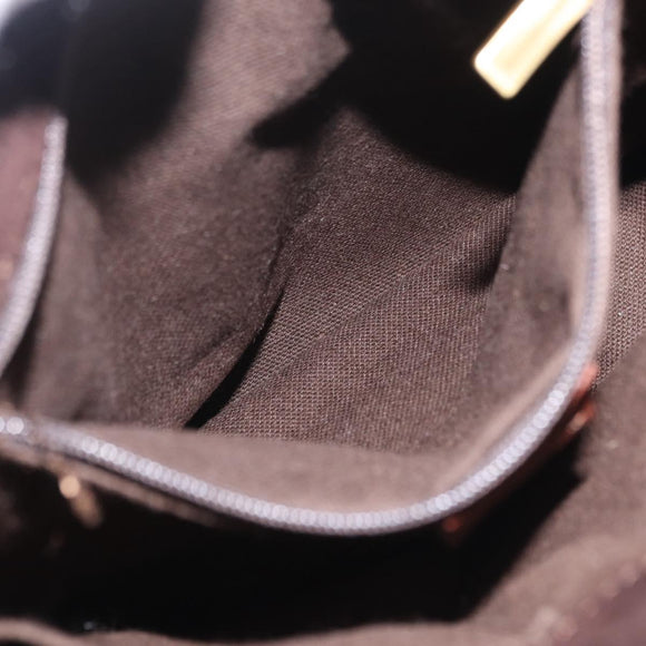 BURBERRY Hand Bag Suede Dark Brown Gold Auth ep16404