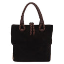 BURBERRY Hand Bag Suede Dark Brown Gold Auth ep16404-3