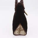 BURBERRY Hand Bag Suede Dark Brown Gold Auth ep16404-5