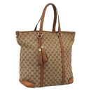 GUCCI GG Canvas Tote Bag Beige Gold 257031 Auth ep16406-1