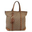 GUCCI GG Canvas Tote Bag Beige Gold 257031 Auth ep16406-2