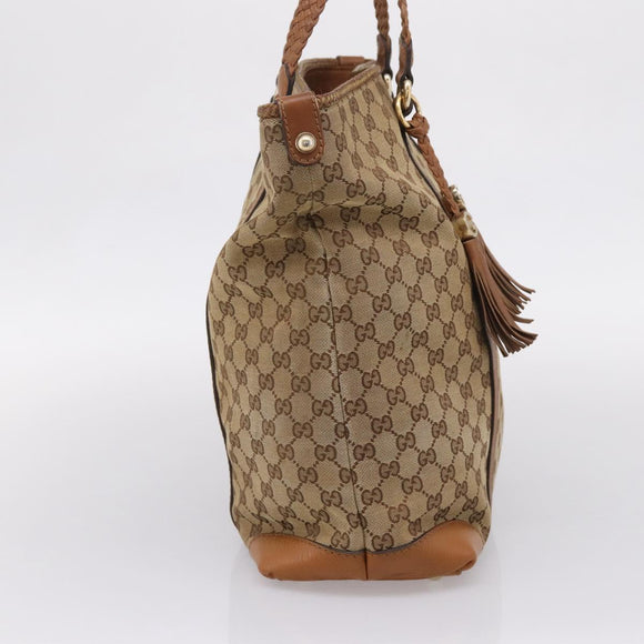 GUCCI GG Canvas Tote Bag Beige Gold 257031 Auth ep16406
