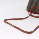 FENDI Pecan Canvas Hand Bag PVC 2way Black Brown Auth ep16407-10