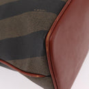 FENDI Pecan Canvas Hand Bag PVC 2way Black Brown Auth ep16407-19