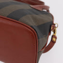 FENDI Pecan Canvas Hand Bag PVC 2way Black Brown Auth ep16407-22