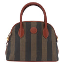 FENDI Pecan Canvas Hand Bag PVC 2way Black Brown Auth ep16407-13