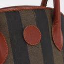 FENDI Pecan Canvas Hand Bag PVC 2way Black Brown Auth ep16407-23