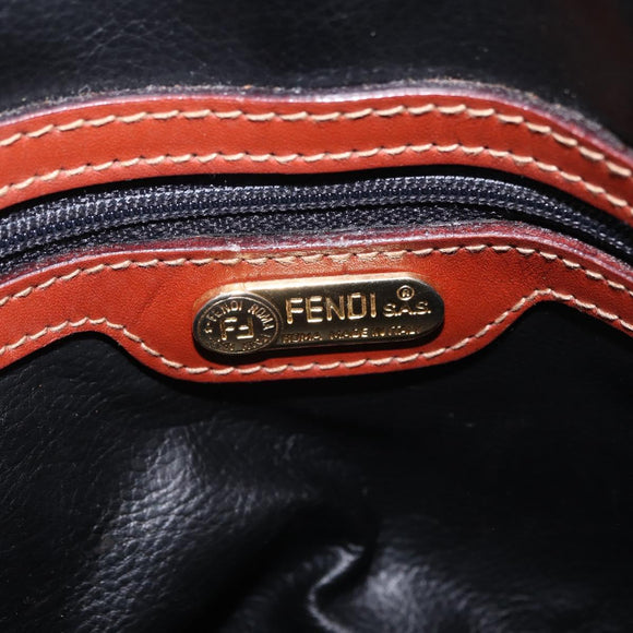 FENDI Pecan Canvas Hand Bag PVC 2way Black Brown Auth ep16407