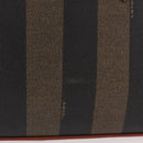 FENDI Pecan Canvas Hand Bag PVC 2way Black Brown Auth ep16407-2