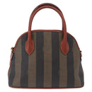 FENDI Pecan Canvas Hand Bag PVC 2way Black Brown Auth ep16407-3