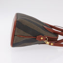 FENDI Pecan Canvas Hand Bag PVC 2way Black Brown Auth ep16407-4