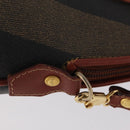 FENDI Pecan Canvas Hand Bag PVC 2way Black Brown Auth ep16407-5