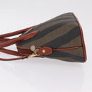 FENDI Pecan Canvas Hand Bag PVC 2way Black Brown Auth ep16407-6