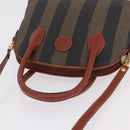 FENDI Pecan Canvas Hand Bag PVC 2way Black Brown Auth ep16407-15