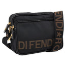FENDI Shoulder Bag Canvas Black Gold Auth ep16408-1