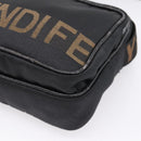FENDI Shoulder Bag Canvas Black Gold Auth ep16408-14