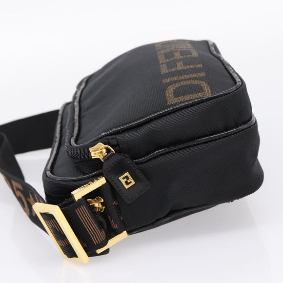 FENDI Shoulder Bag Canvas Black Gold Auth ep16408