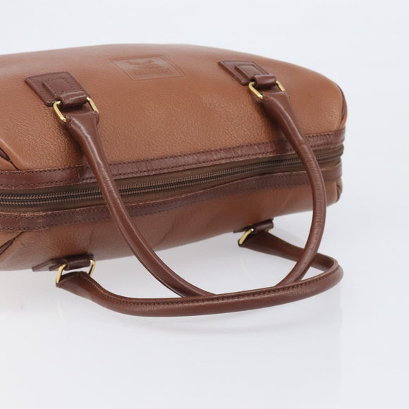 Burberrys Hand Bag Leather Brown Gold Auth ep16410