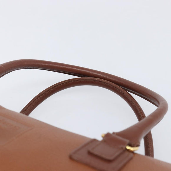 Burberrys Hand Bag Leather Brown Gold Auth ep16410