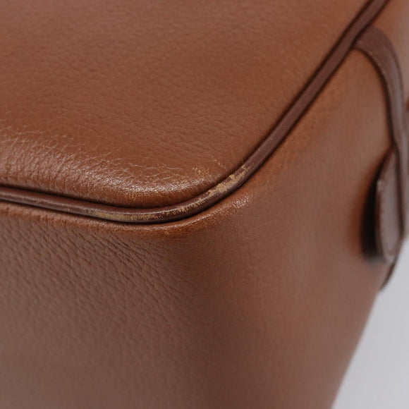 Burberrys Hand Bag Leather Brown Gold Auth ep16410