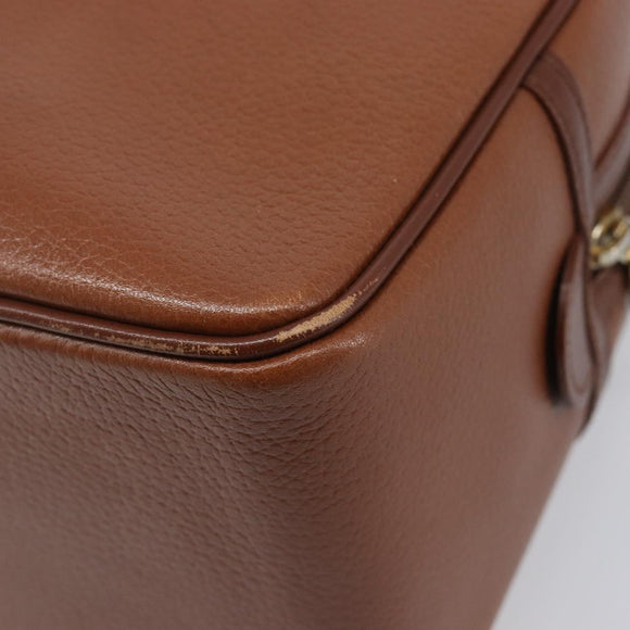 Burberrys Hand Bag Leather Brown Gold Auth ep16410