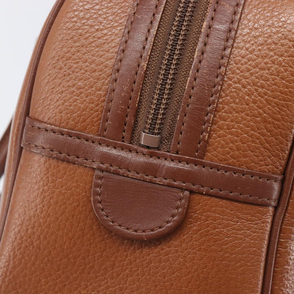 Burberrys Hand Bag Leather Brown Gold Auth ep16410