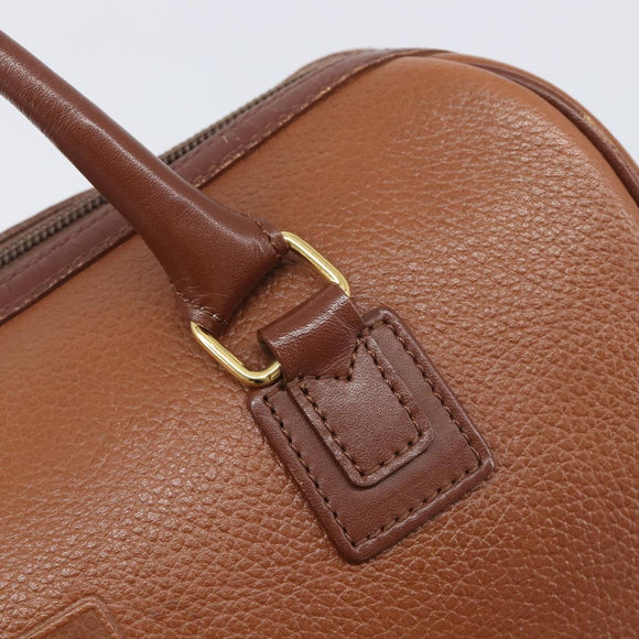 Burberrys Hand Bag Leather Brown Gold Auth ep16410