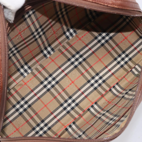 Burberrys Hand Bag Leather Brown Gold Auth ep16410