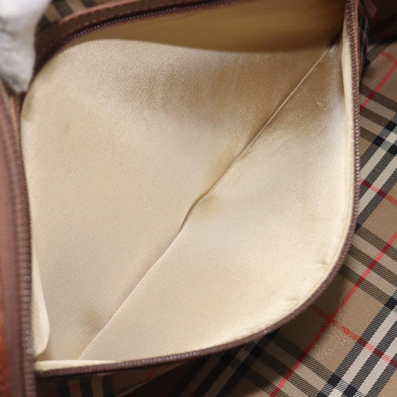 Burberrys Hand Bag Leather Brown Gold Auth ep16410