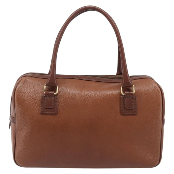Burberrys Hand Bag Leather Brown Gold Auth ep16410