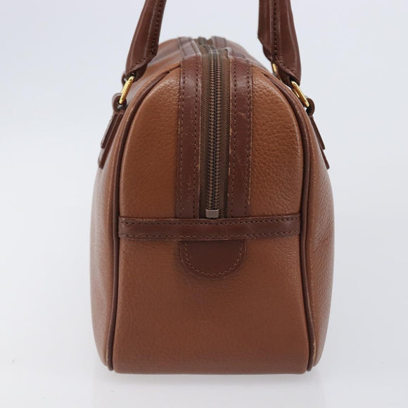 Burberrys Hand Bag Leather Brown Gold Auth ep16410