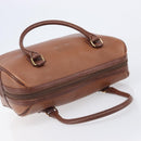 Burberrys Hand Bag Leather Brown Gold Auth ep16410-8