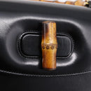 GUCCI Bamboo Hand Bag Leather 2way Black Gold 000 926 0633 Auth ep16411V-18