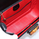 GUCCI Bamboo Hand Bag Leather 2way Black Gold 000 926 0633 Auth ep16411V-10