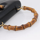 GUCCI Bamboo Hand Bag Leather 2way Black Gold 000 926 0633 Auth ep16411V-7