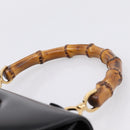 GUCCI Bamboo Hand Bag Leather 2way Black Gold 000 926 0633 Auth ep16411V-14